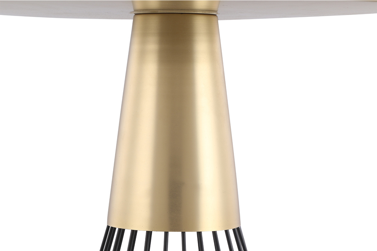 Table d'appoint ronde en acier laqu� moutarde et dor� D41 cm SPLEEN