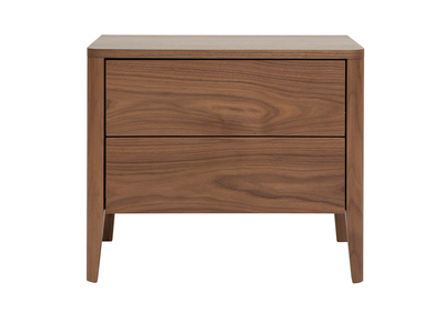 Table de chevet avec rangements 2 tiroirs bois fonc&eacute; noyer BENJA