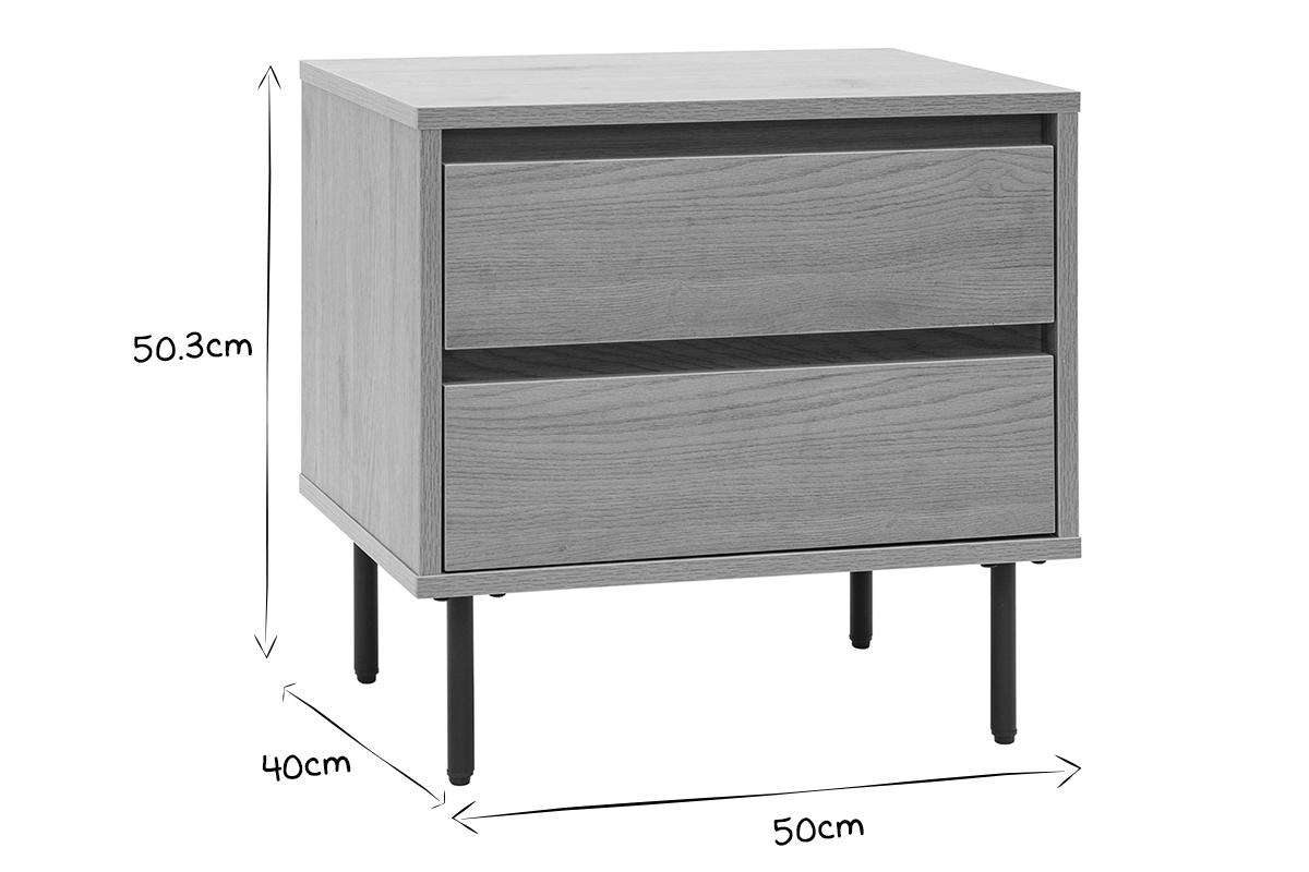 Table de chevet avec rangements 2 tiroirs finition bois clair ch�ne ARAGON