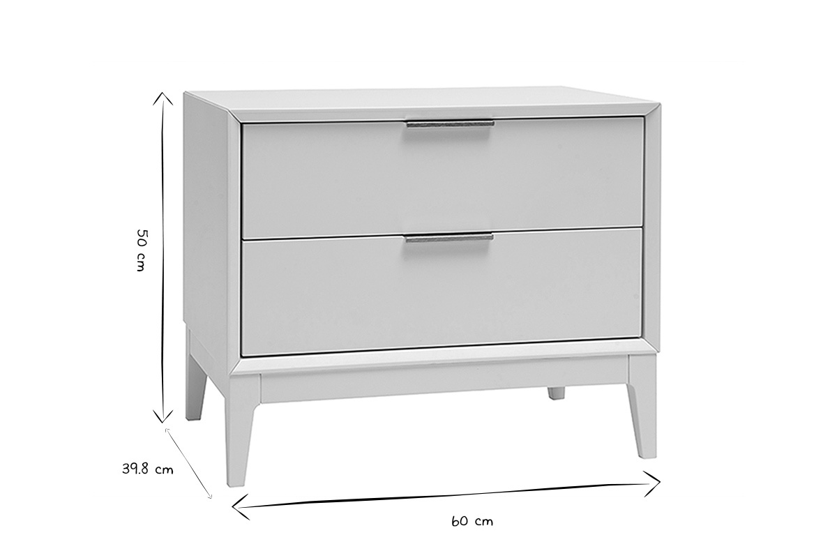 Table de chevet blanche mat et m�tal dor� avec rangements GIANA