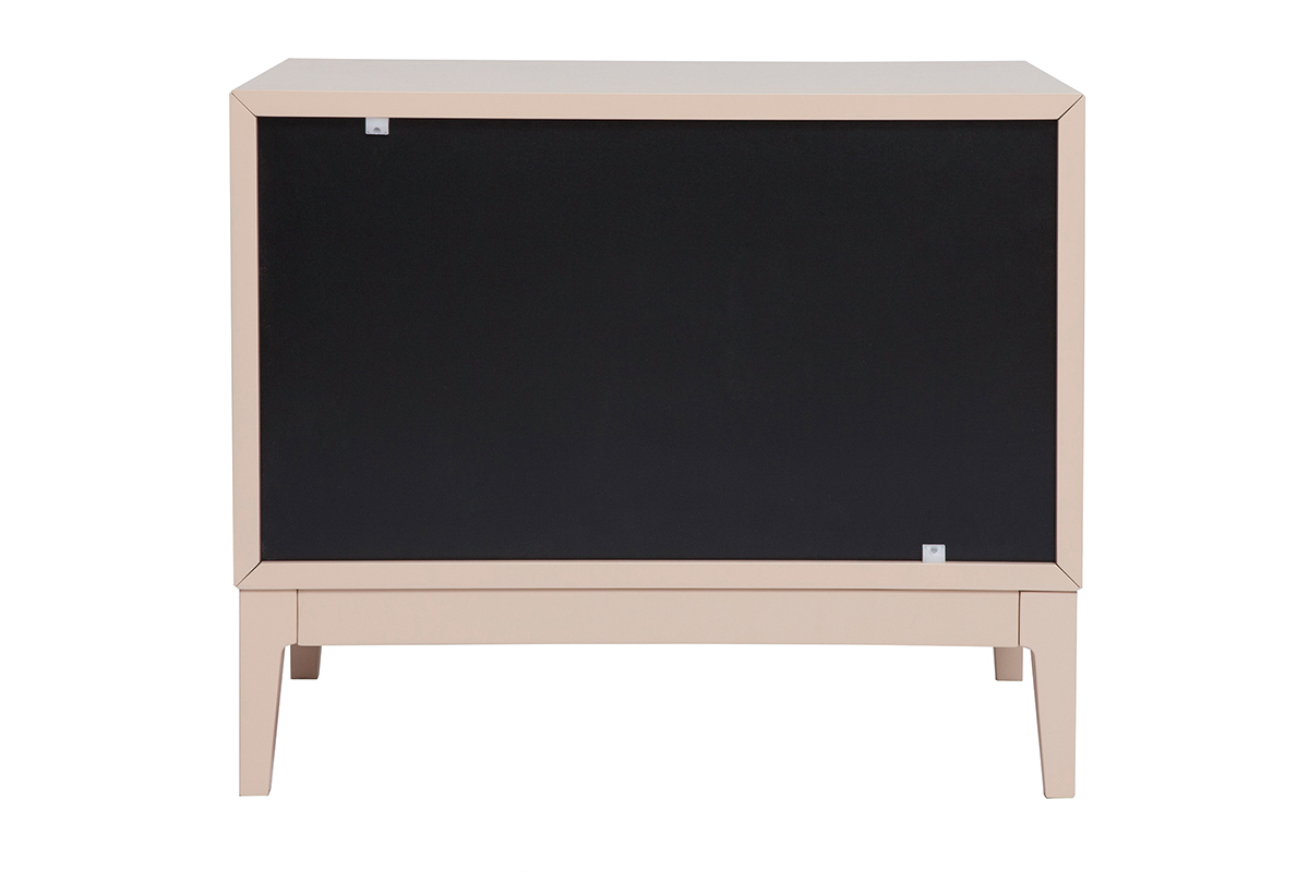 Table de chevet rose poudr� et m�tal dor� avec rangements GIANA