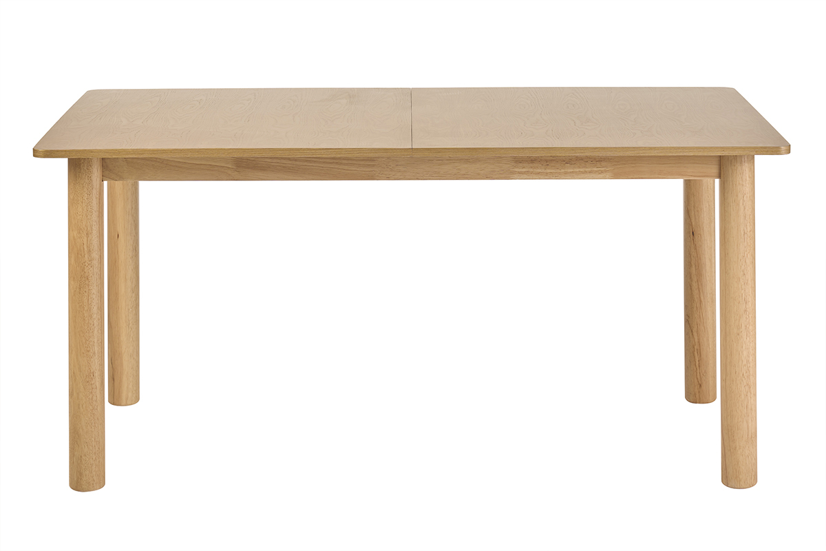 Table � manger rectangulaire extensible en bois clair fr�ne, vue de face