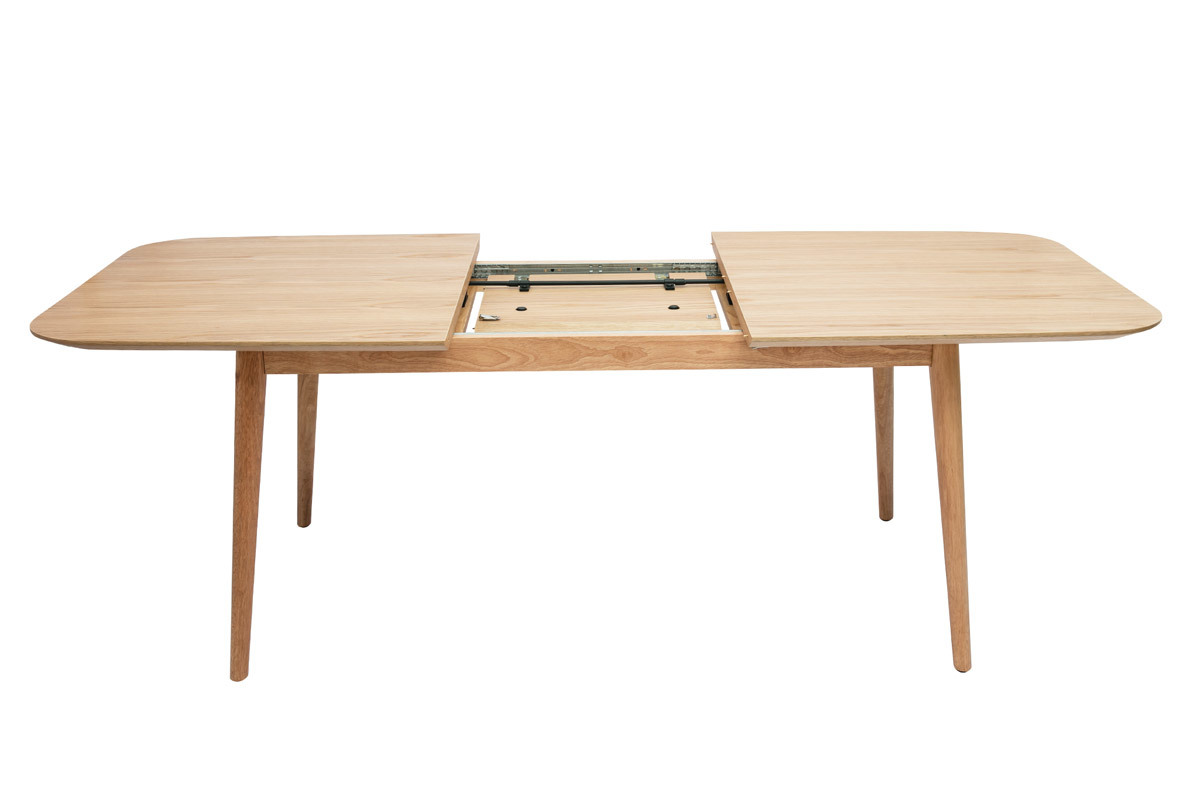 Table extensible rallonges int�gr�es rectangulaire en bois clair ch�ne L160-210 cm ANK