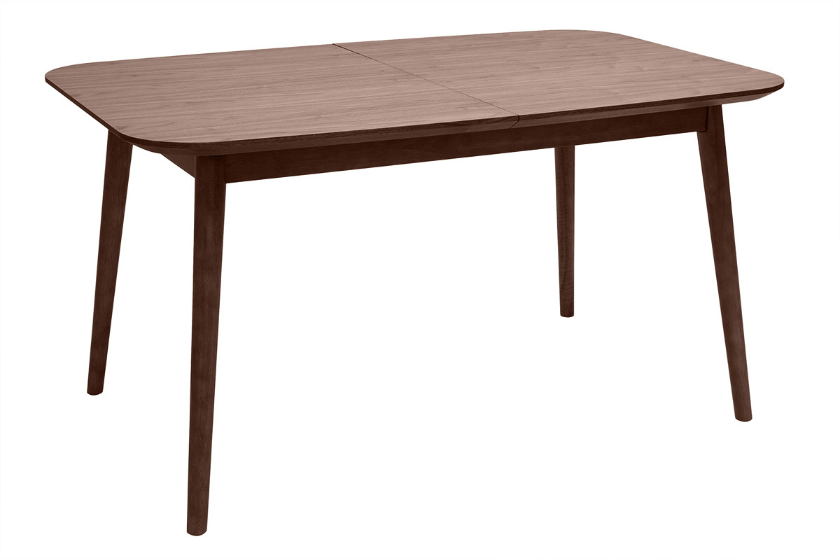 Table extensible rallonges int�gr�es rectangulaire en bois fonc� noyer L140-170 cm ANK
