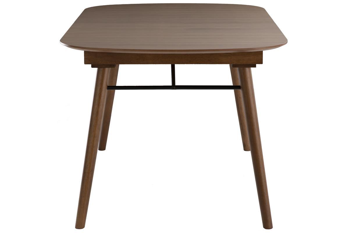 Table extensible rallonges int�gr�es rectangulaire en bois fonc� noyer L150-180 cm SHELDON