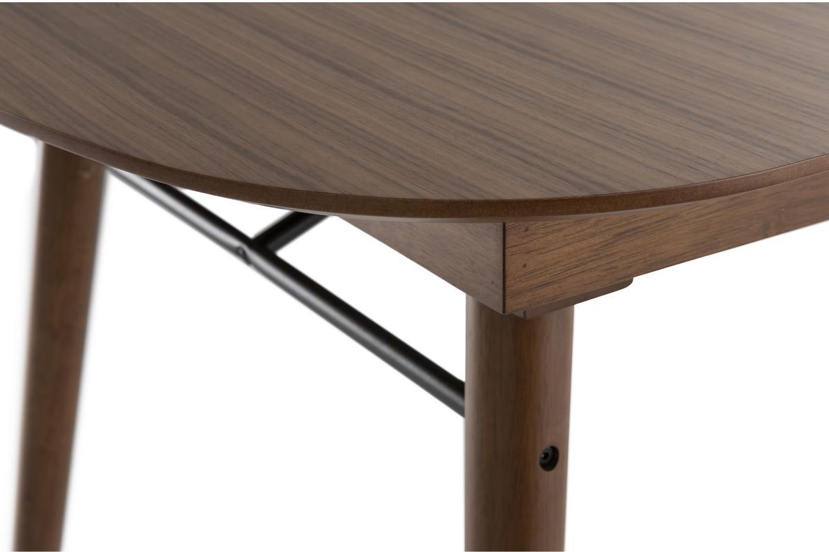 Table extensible rallonges int�gr�es rectangulaire en bois fonc� noyer L150-180 cm SHELDON