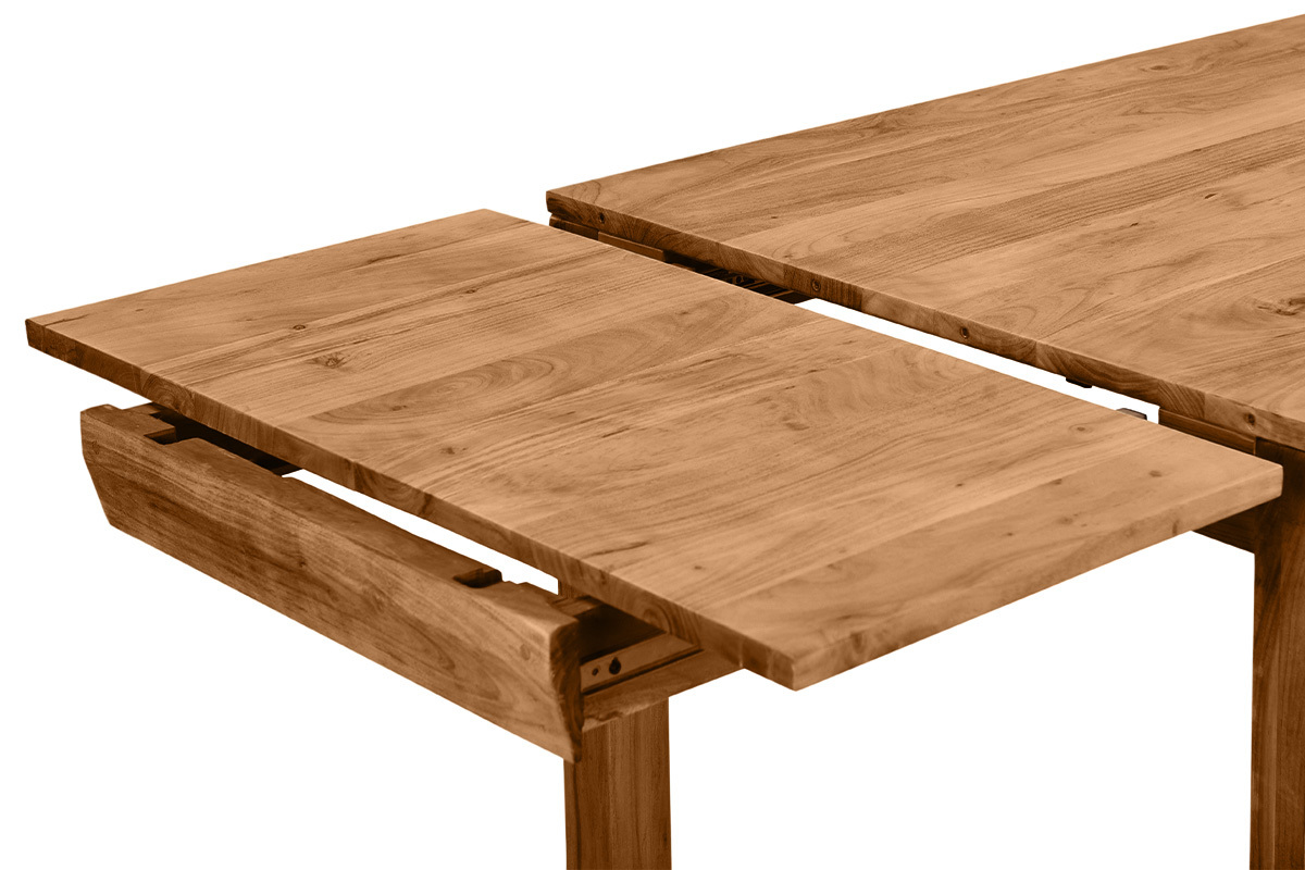 Table extensible rallonges int�gr�es rectangulaire en bois massif L120-210 cm BALTO