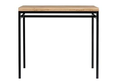 Table haute industrielle en bois manguier massif et m&eacute;tal noir L115 cm YPSTER