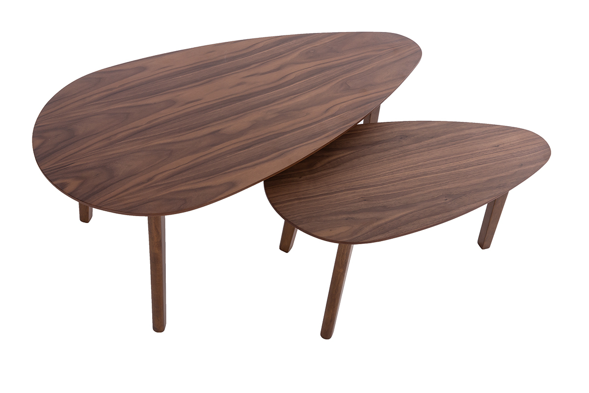 Tables basses gigognes scandinaves bois fonc� noyer (lot de 2) ARTIK
