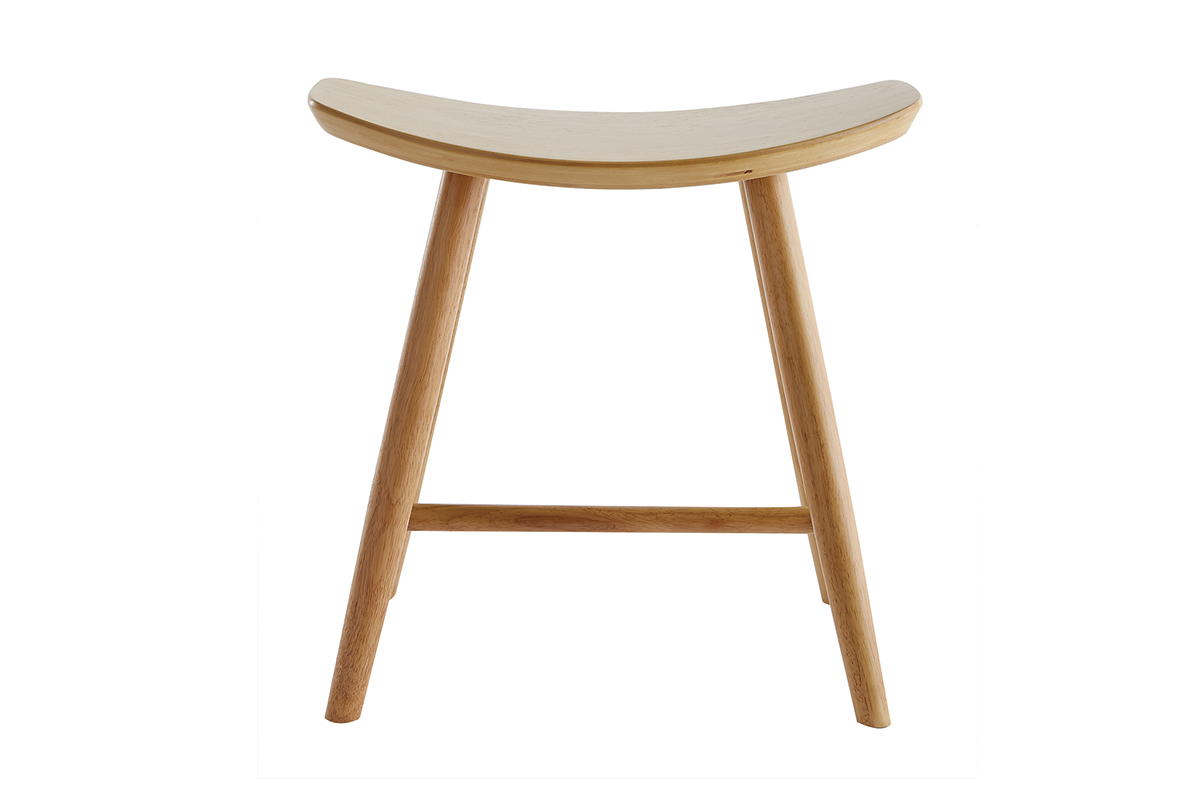 Tabouret bas en bois clair DEMORY, vue de face.