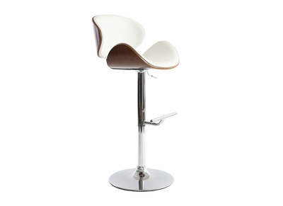 Tabouret de bar design blanc et bois fonc&eacute; WALNUT