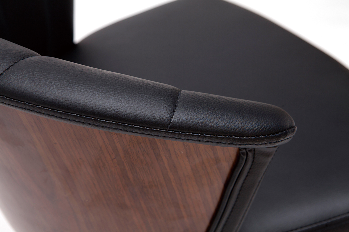Tabouret de bar design pivotant noir et bois fonc� H65cm ALBIN