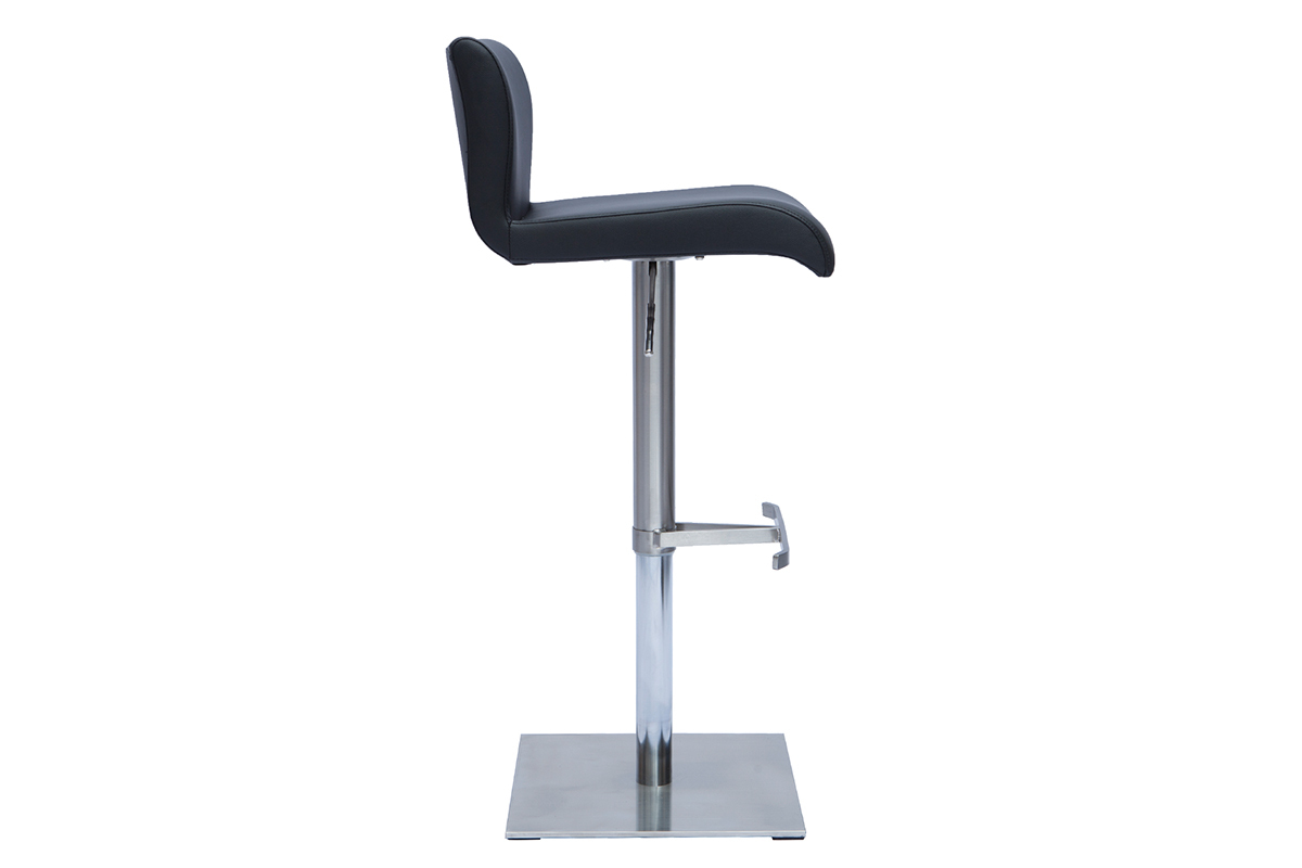 Tabouret de bar design r�glable noir et inox bross� SHEINA