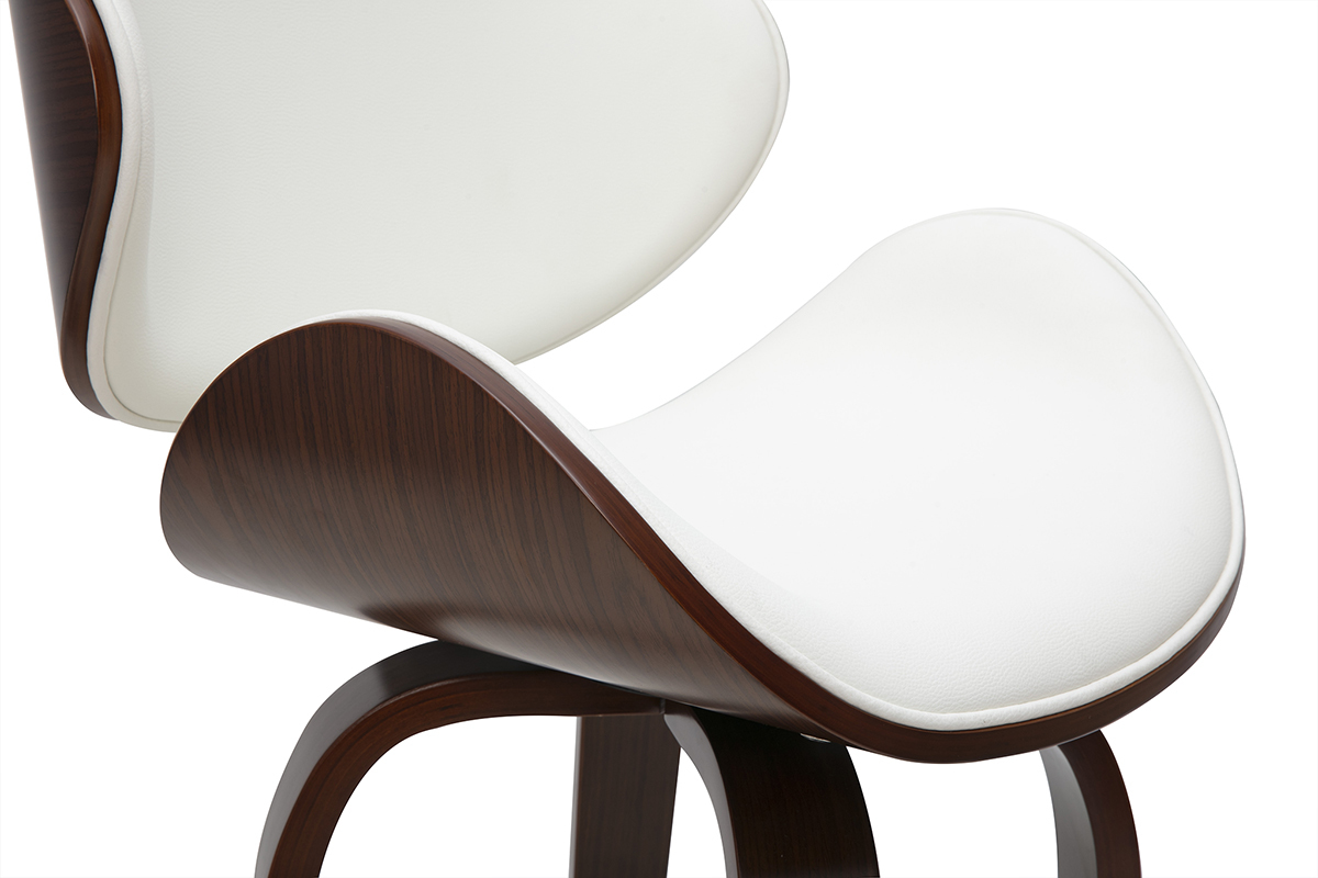 Tabouret de bar pivotant blanc et bois fonc� 65 cm WALNUT