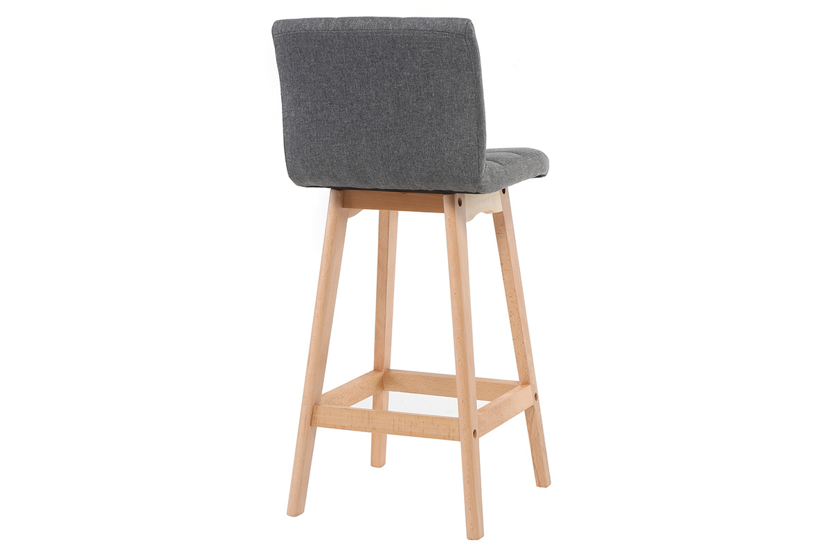 Tabourets de bar bois et gris fonc� H65 cm (lot de 2) KLARIS