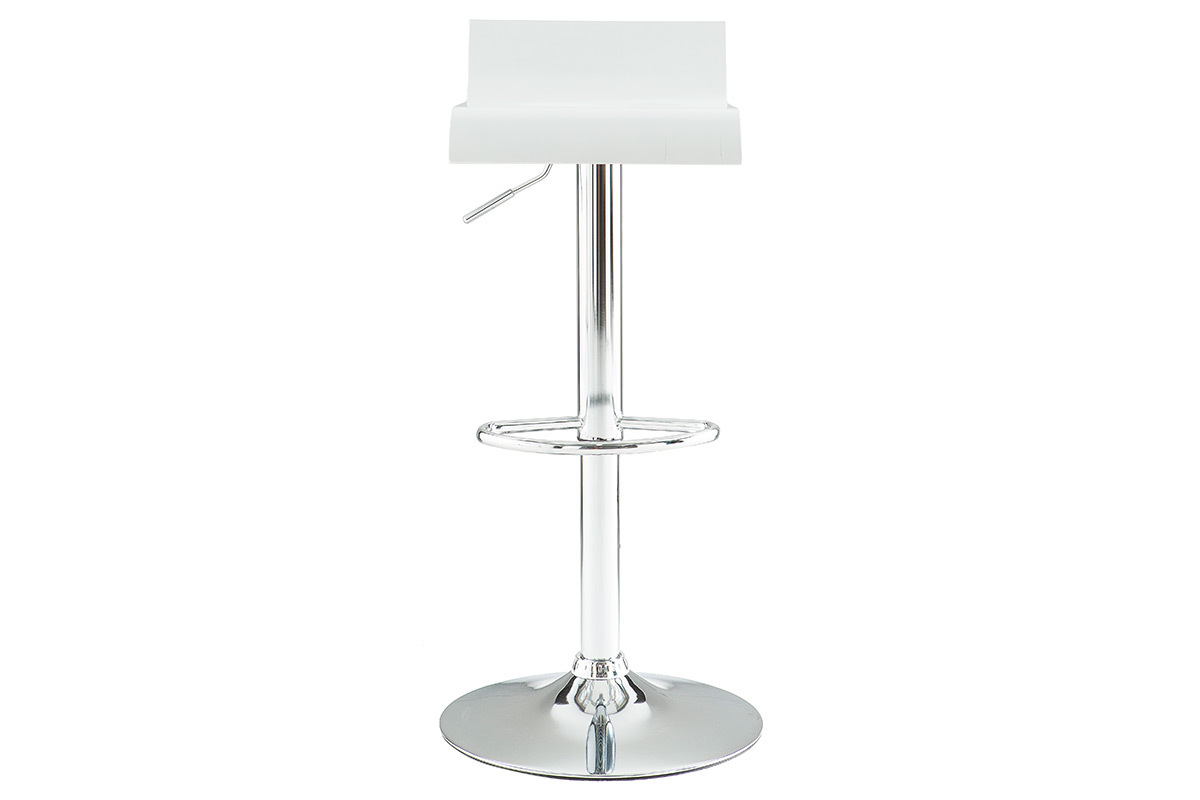 Tabourets de bar design blancs et acier chrom� (lot de 2) SURF V2
