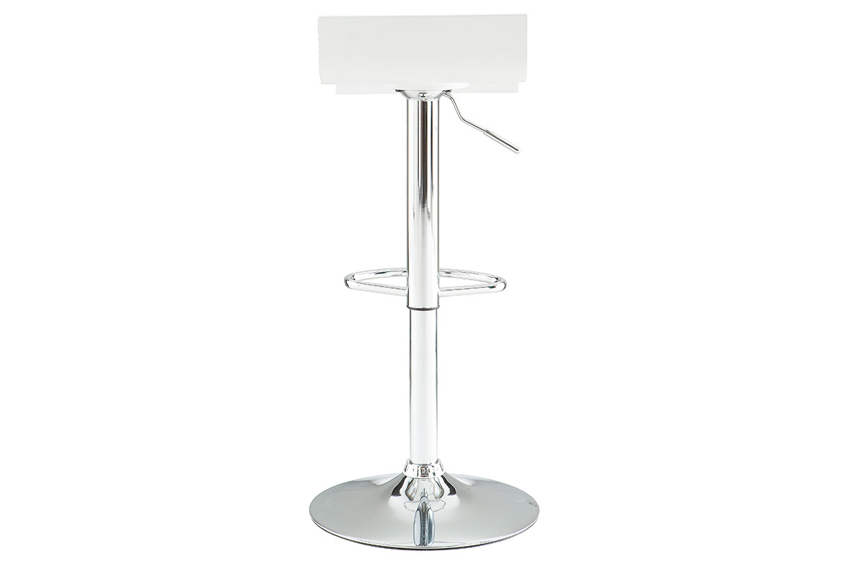 Tabourets de bar design blancs et acier chrom� (lot de 2) SURF V2