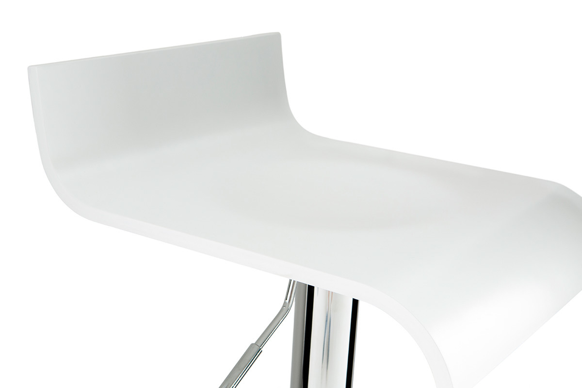 Tabourets de bar design blancs et acier chrom� (lot de 2) SURF V2