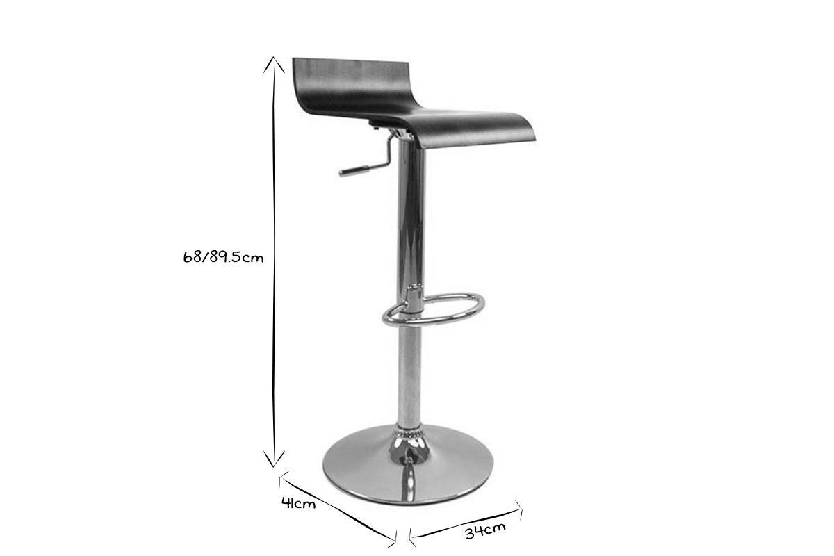 Tabourets de bar design bois fonc� noyer et acier chrom� (lot de 2) SURF V2