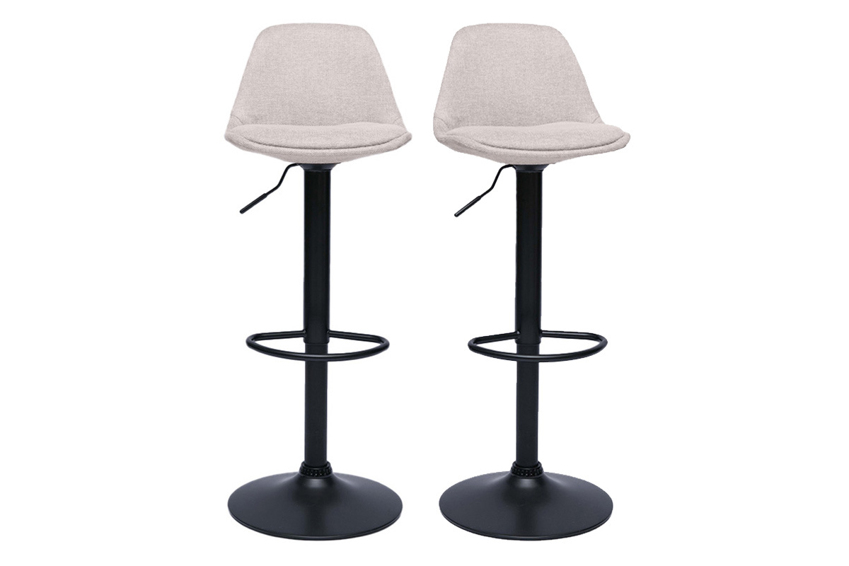 Tabourets de bar design en tissu effet velours textur� beige (lot de 2) STEEVY