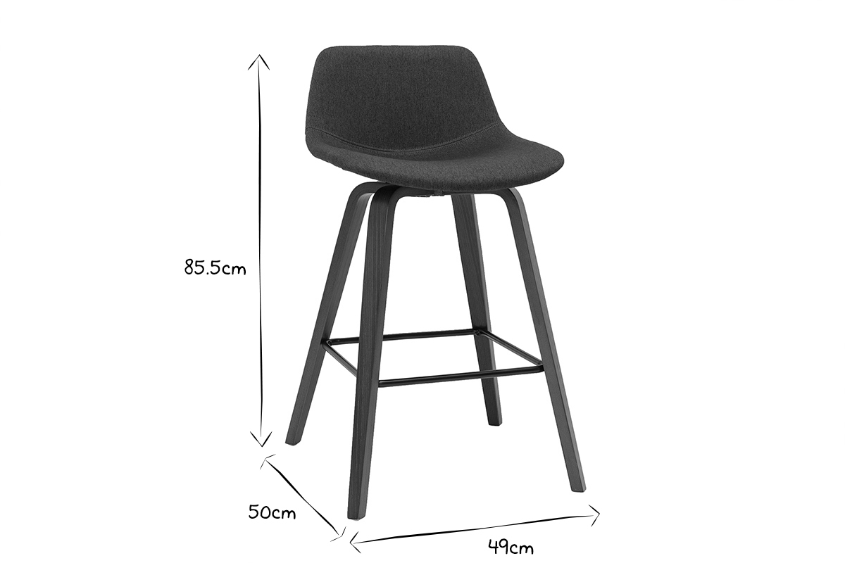 Tabourets de bar design gris fonc� et noyer H65 cm (lot de 2) NONIE