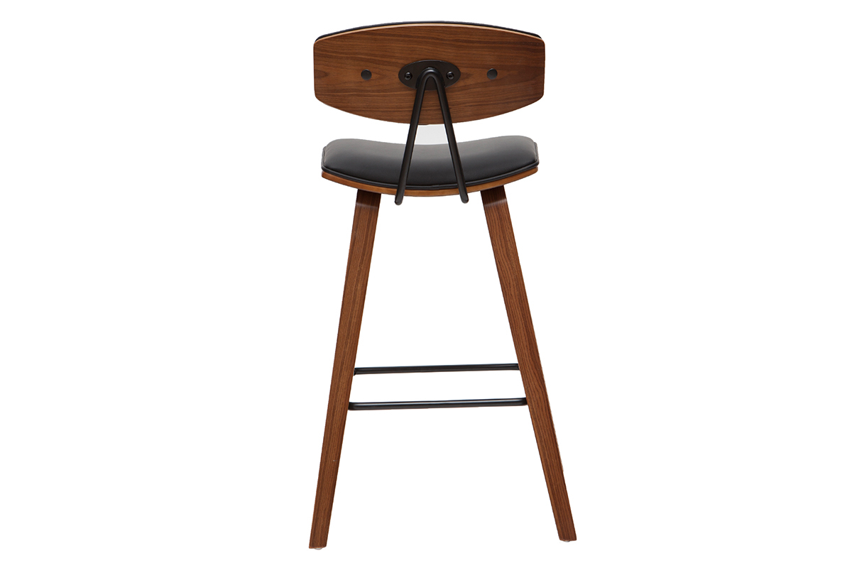 Tabourets de bar design noir et bois fonc� H69 cm (lot de 2) VASCO