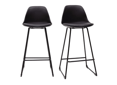 Tabourets de bar design noirs pieds m&eacute;tal H66 cm (lot de 2) FRANZ