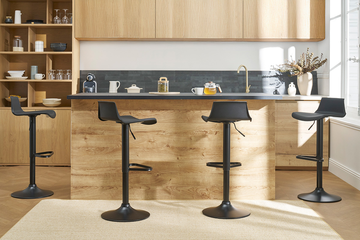 Tabourets de bar design r�glables blancs 360� (lot de 2) KRONOS