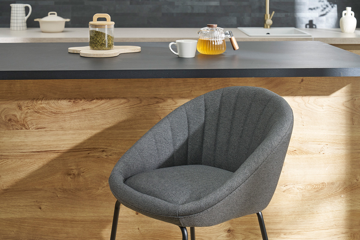 Tabourets de bar design tissu gris fonc� 65 cm (lot de 2) SHERU
