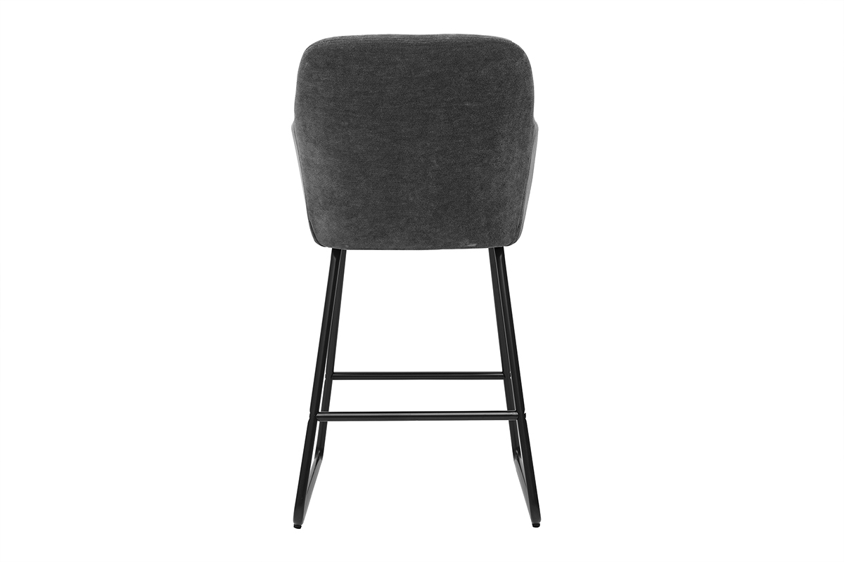 Tabourets de bar effet velours gris fonc� H65 cm (lot de 2) AMIKA