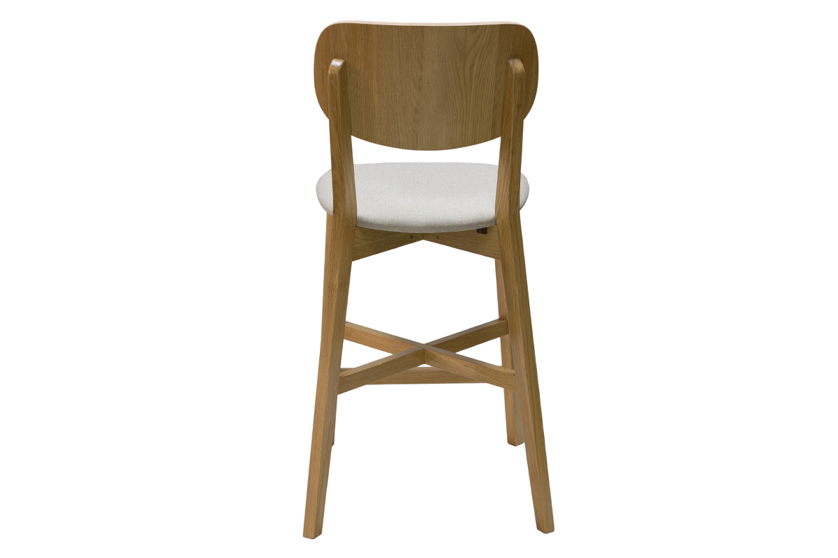 Tabourets de bar en bois clair ch�ne et tissu beige H65 cm (lot de 2) LUCIA