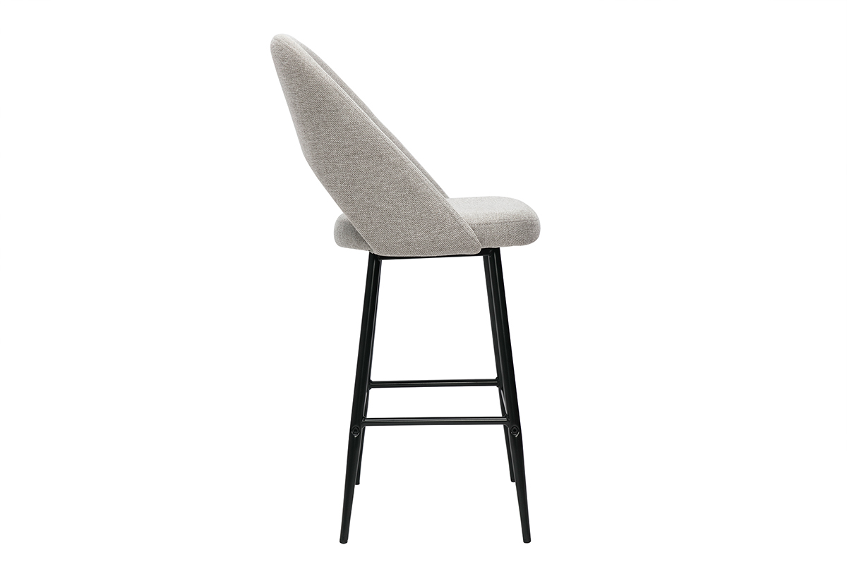 Tabourets de bar en tissu effet velours textur� gris H65 cm (lot de 2) COSETTE