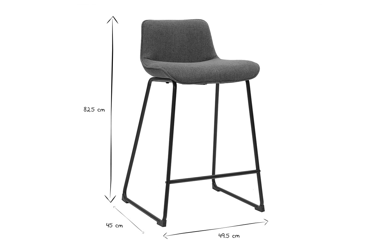 Tabourets de bar en tissu vert kaki et m�tal H65 cm (lot de 2) BOOST
