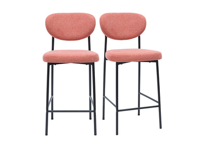 Tabourets de bar fixes en tissu effet velours textur&eacute; terracotta H65 cm (lot de 2) BREKA