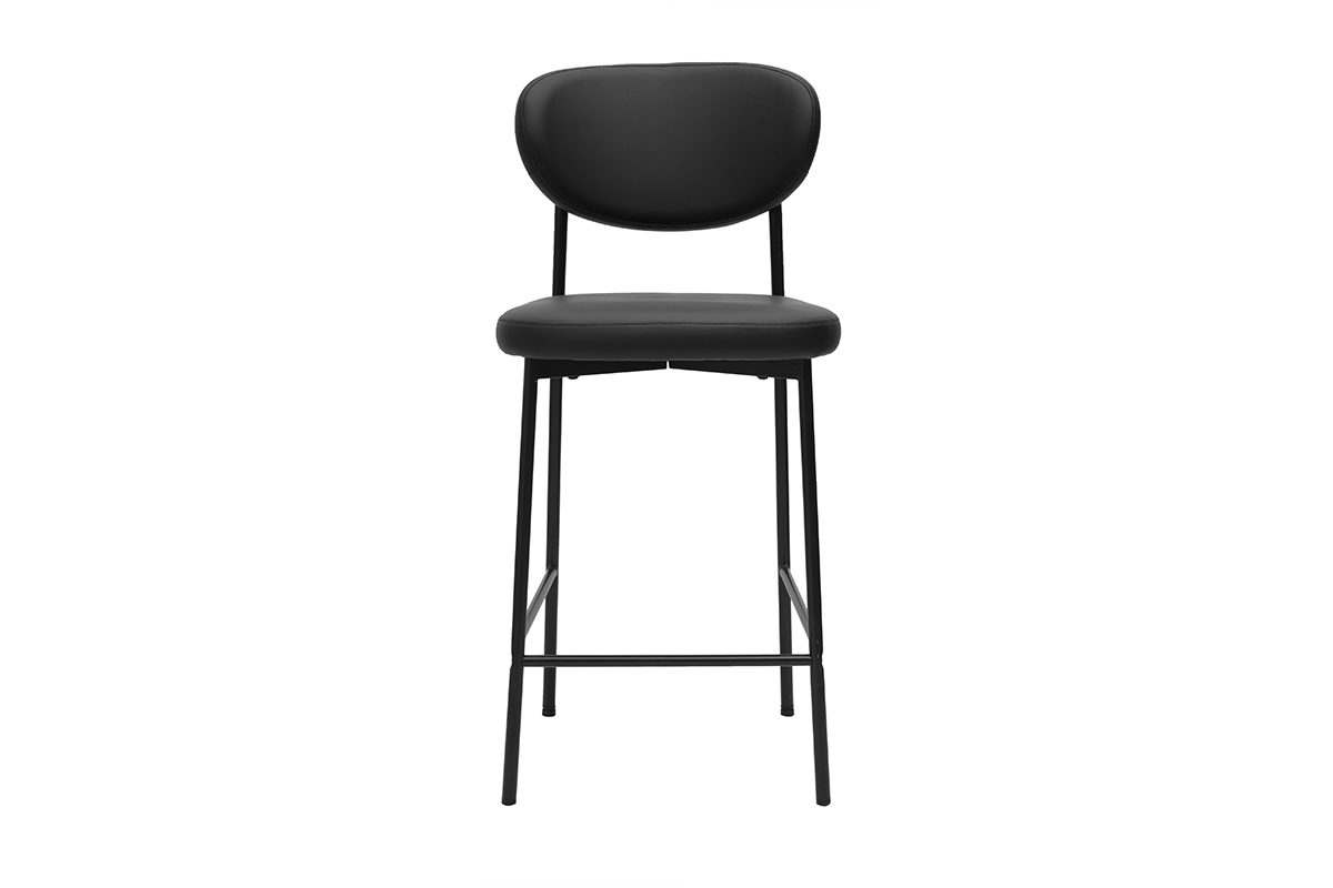 Tabouret de bar noir BREKA en m�tal, vue de face.