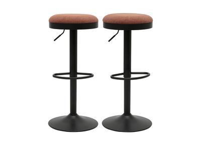 Tabourets de bar r&eacute;glables en tissu chenille terre br&ucirc;l&eacute;e et m&eacute;tal (lot de 2) THOR