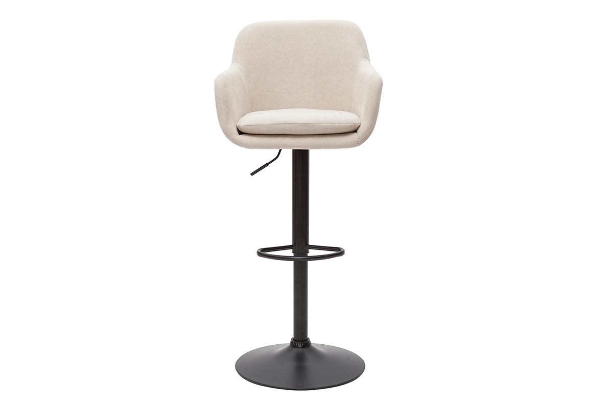 Tabourets de bar r�glables tissu effet velours beige et m�tal (lot de 2) AMIKA