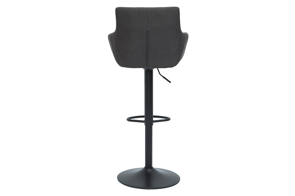 Tabourets de bar r�glables tissu gris anthracite m�tal noir (lot de 2) CARLIE
