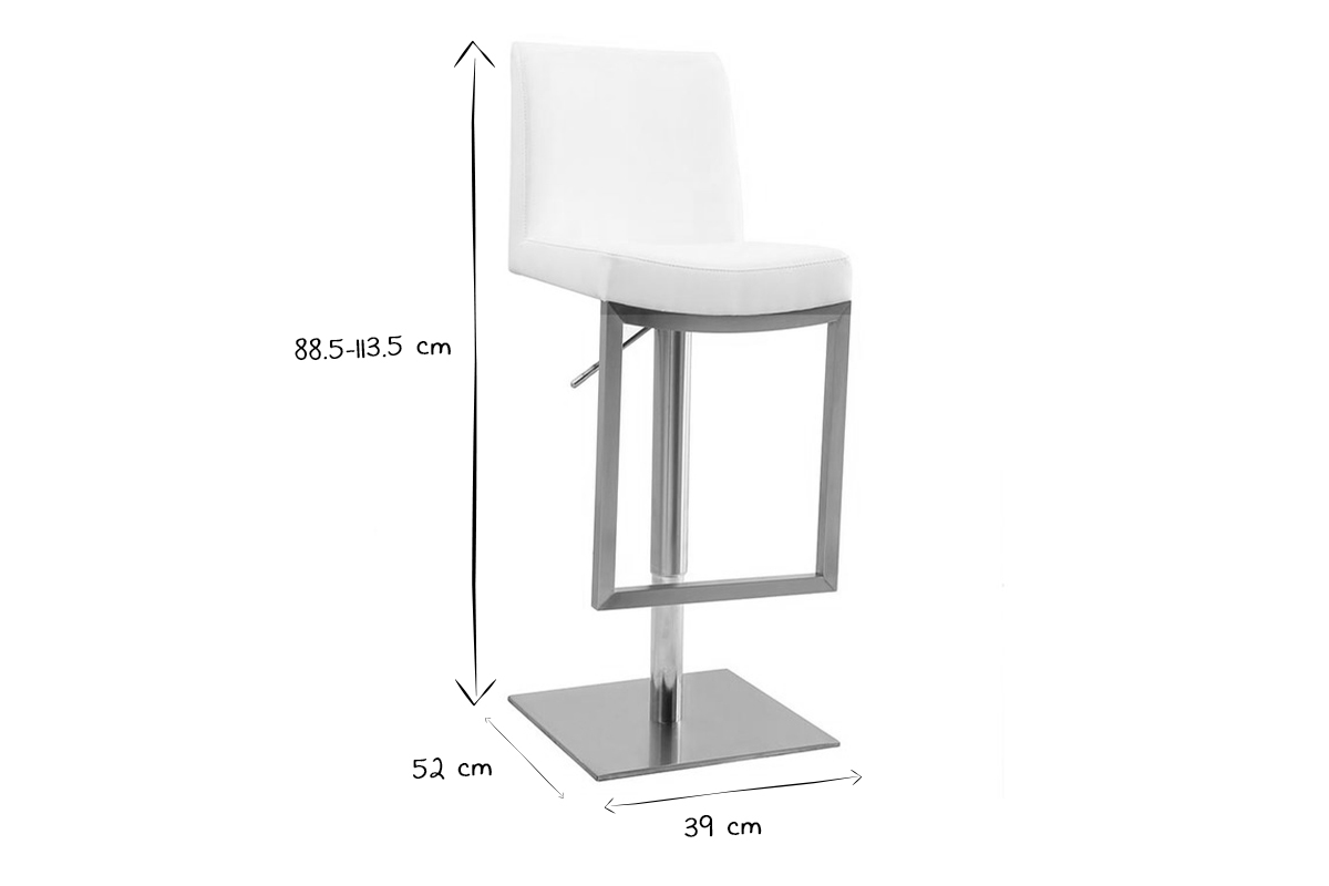 Tabourets de bar relevables blanc et acier chrom� (lot de 2) KYLE