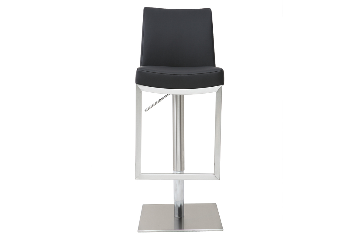 Tabourets de bar relevables noir et acier chrom� (lot de 2) KYLE