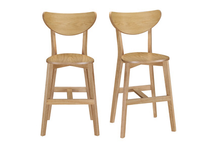 Tabourets de bar scandinaves finition ch&ecirc;ne H65 cm (lot de 2) LEENA
