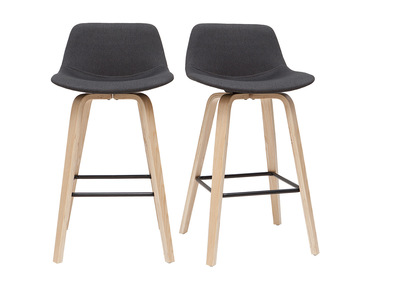 Tabourets de bar scandinaves gris fonc&eacute; H65 cm (lot de 2) NONIE