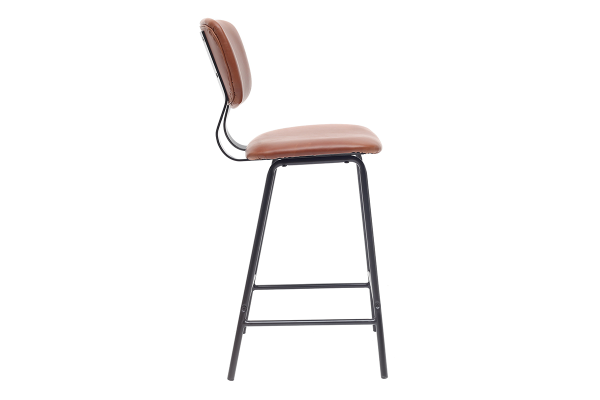Tabourets de bar vintage marron clair avec pieds m�tal 65 cm (lot de 2) LAB
