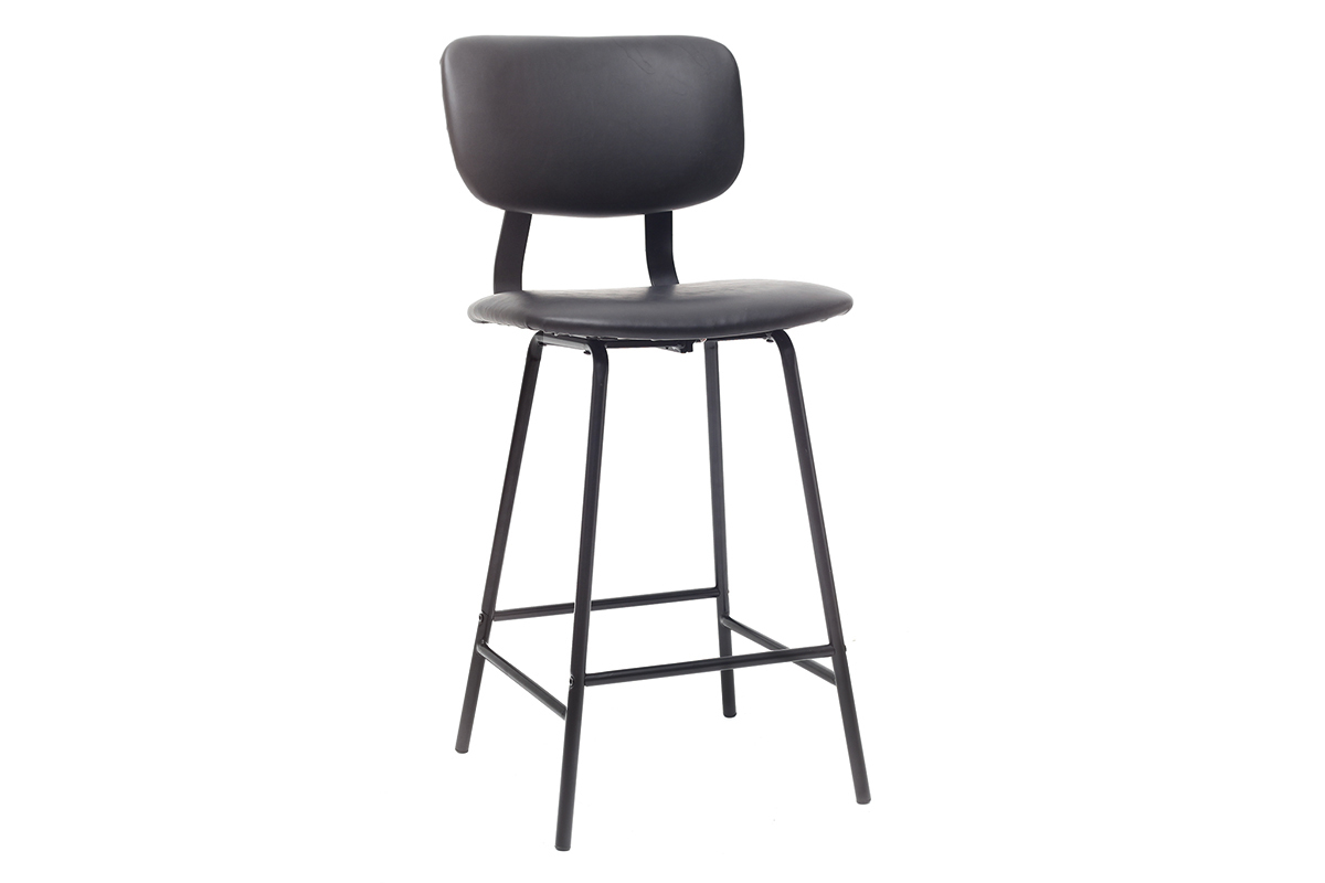 Tabourets de bar vintage noir avec pieds m�tal 65cm (lot de 2) LAB