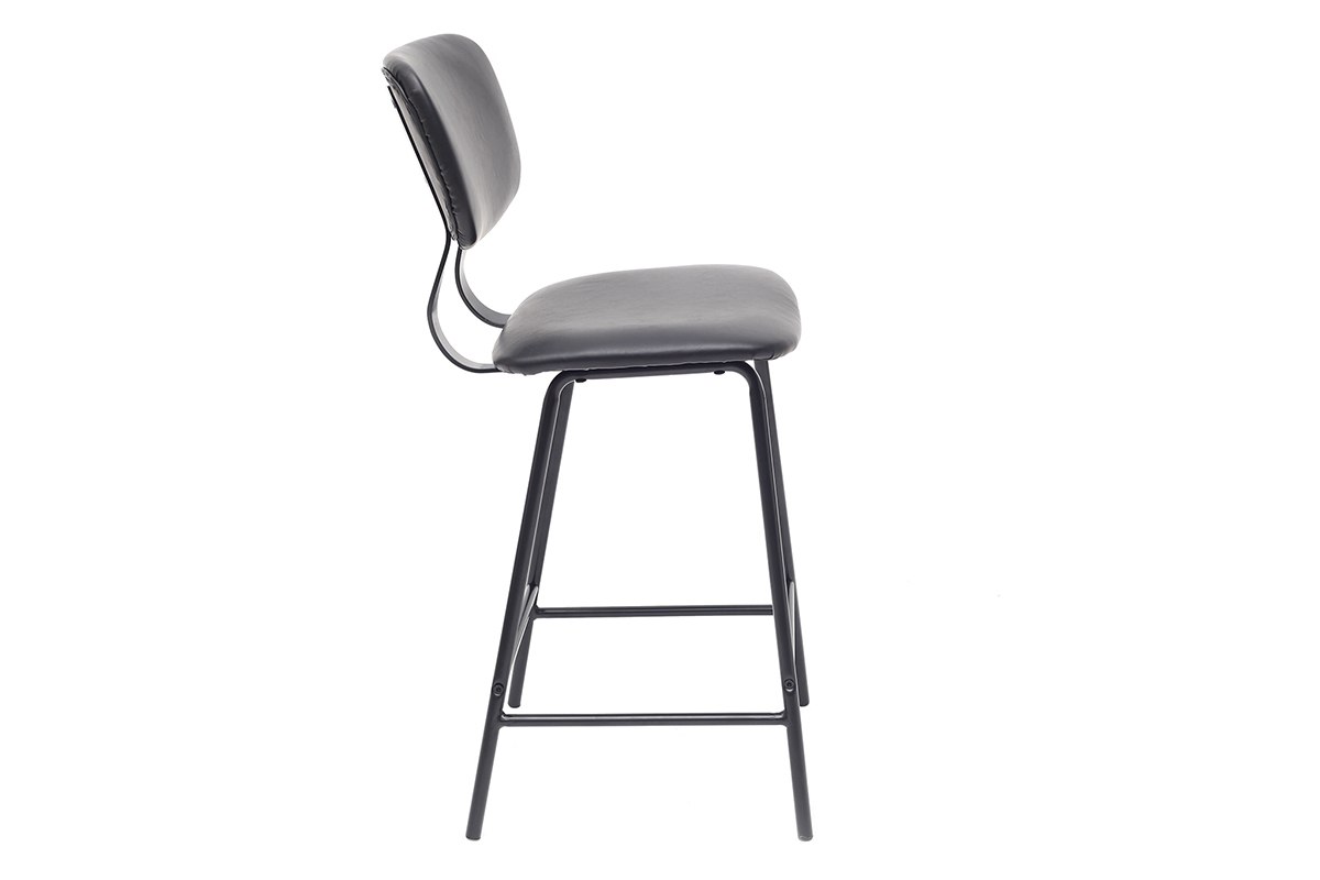 Tabourets de bar vintage noir avec pieds m�tal 65cm (lot de 2) LAB