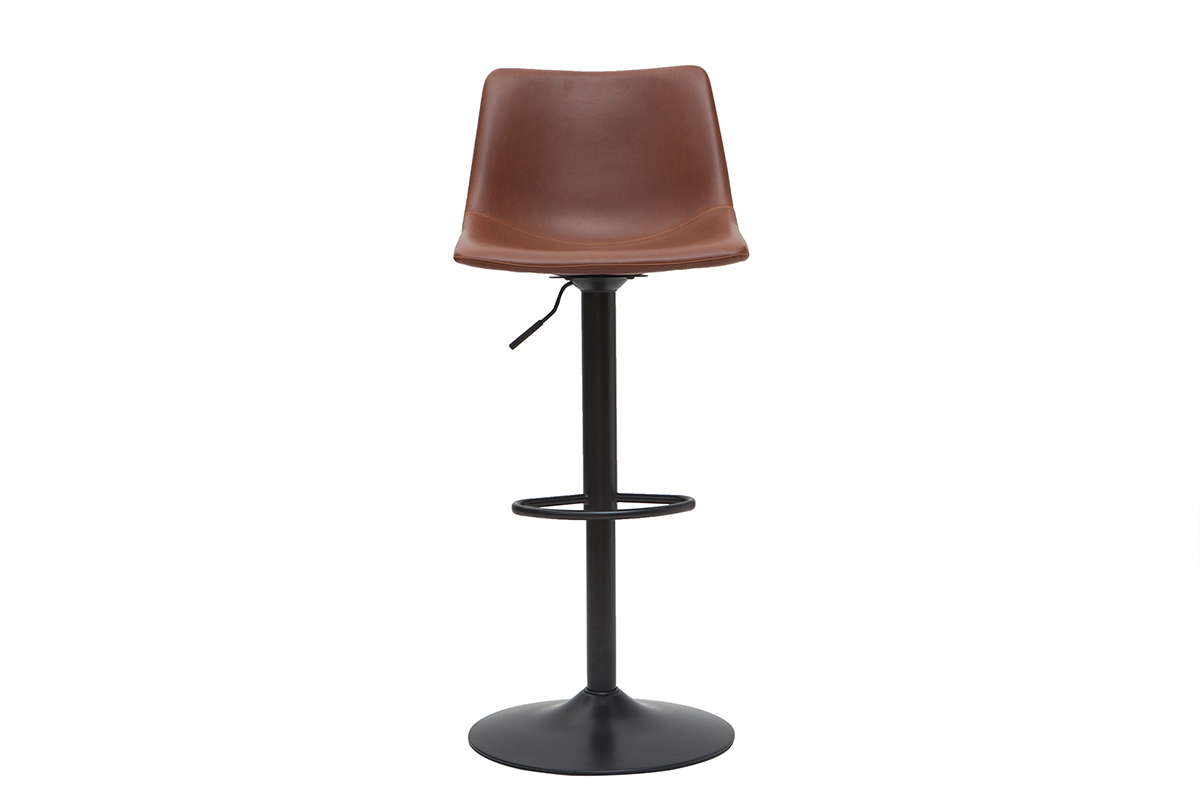 Tabourets de bar vintage r�glables pivotants marron clair (lot de 2) NEW ROCK