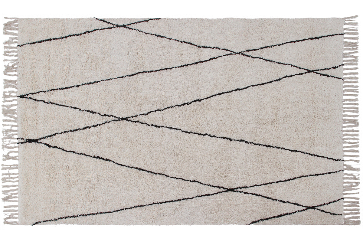 Tapis berb�re � franges en coton �cru 160 x 230cm HODNA