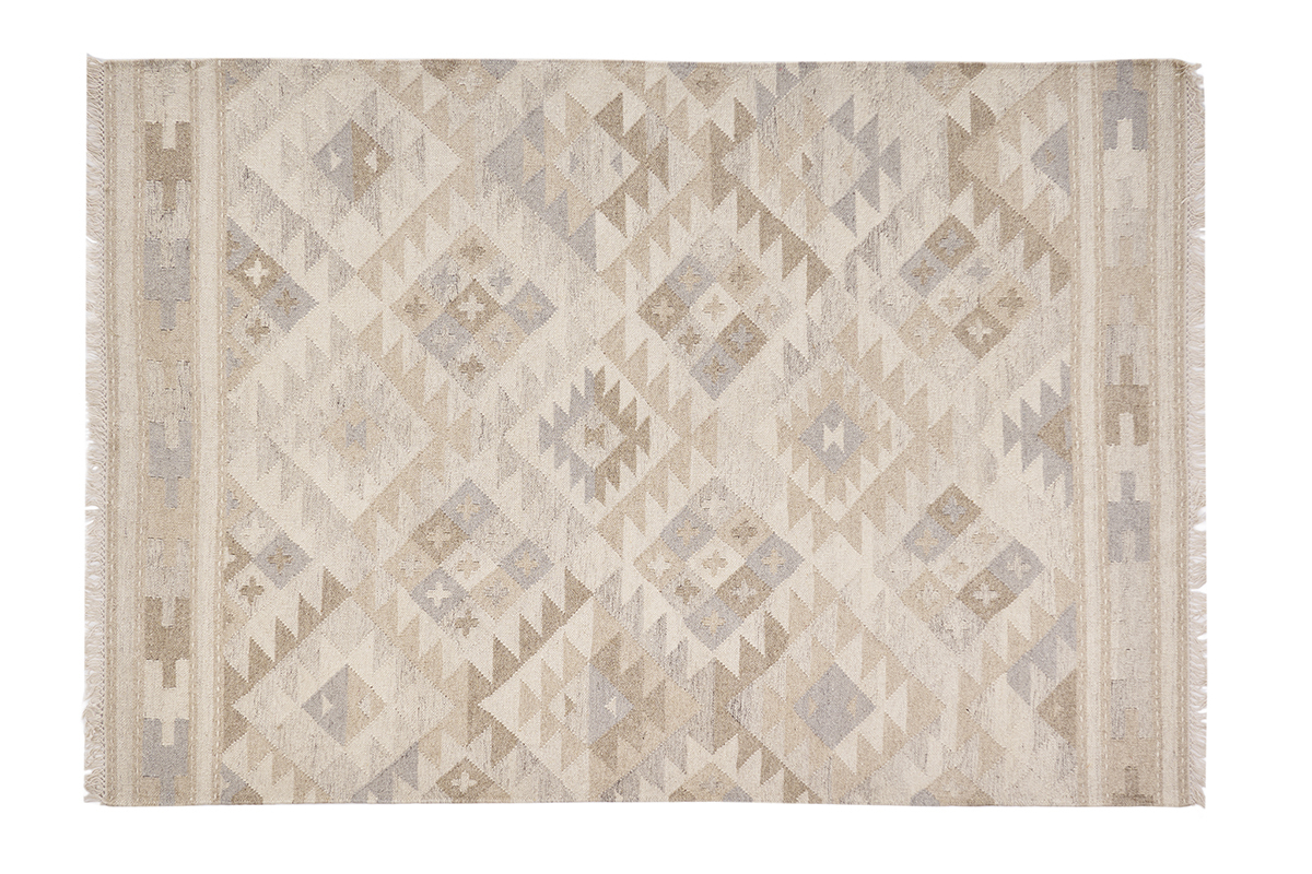 Tapis berb�re beige � motifs en laine et coton 160 x 230 cm MAKA�