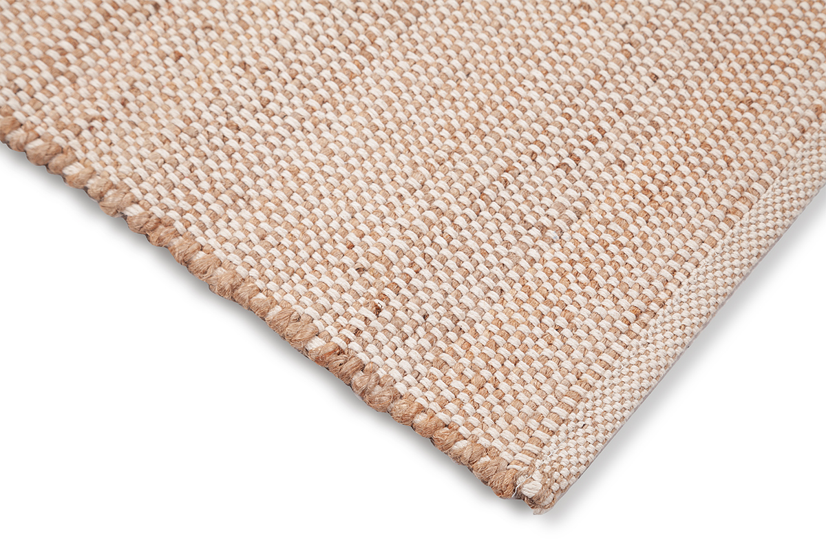 Tapis rectangulaire beige en jute et coton tiss�s L140 x L200 EFFIA