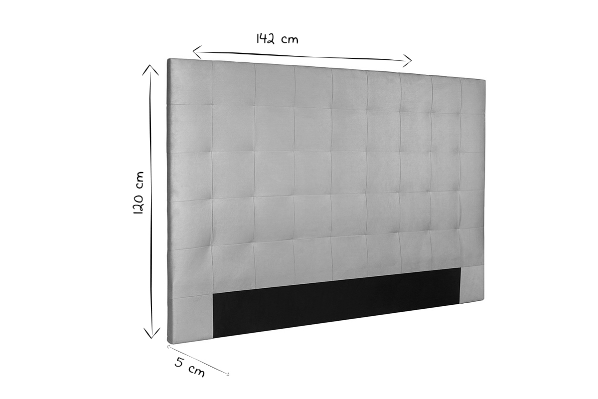 T�te de lit capitonn�e en tissu beige clair naturel L140 cm HALCIONA